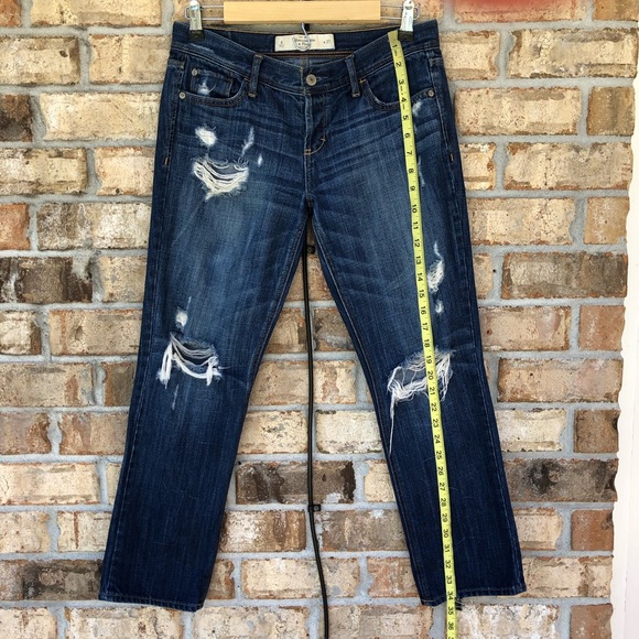 Abercrombie & Fitch Cotton Ripped MidRise Medium Wash Straight Buttoned Jeans 27 - Picture 14 of 16